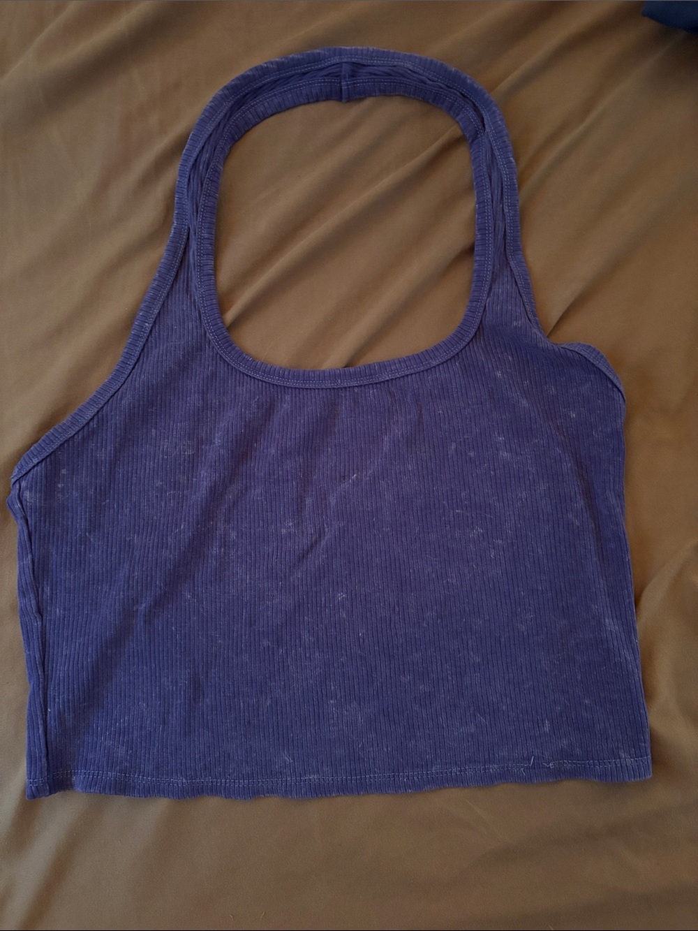 wild fable Purple Ribbed Cropped Halter Tank